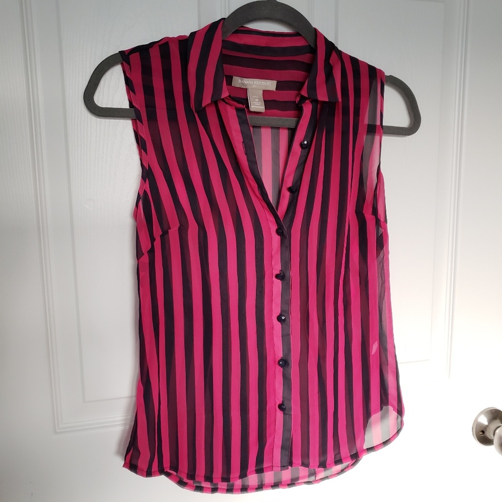 Banana Republic Sheer Pink/Black Sleeveless